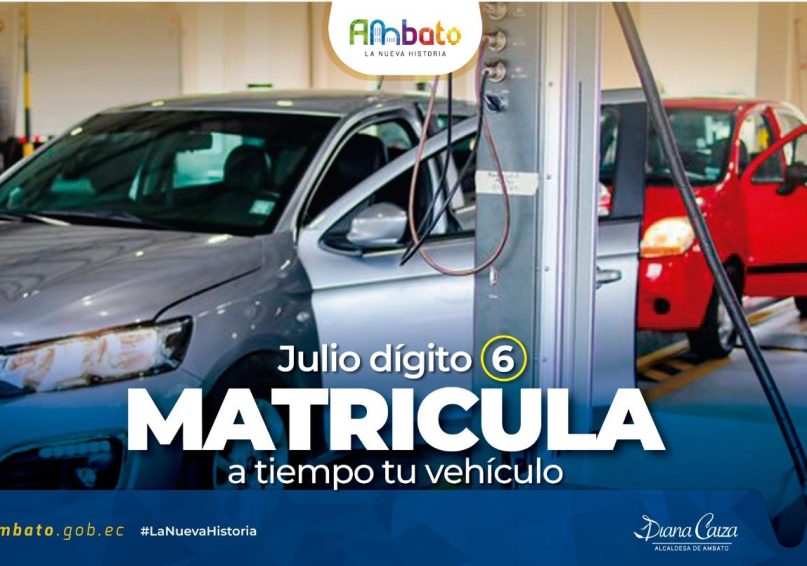 Matriculación vehicular Ambato digito 6 julio